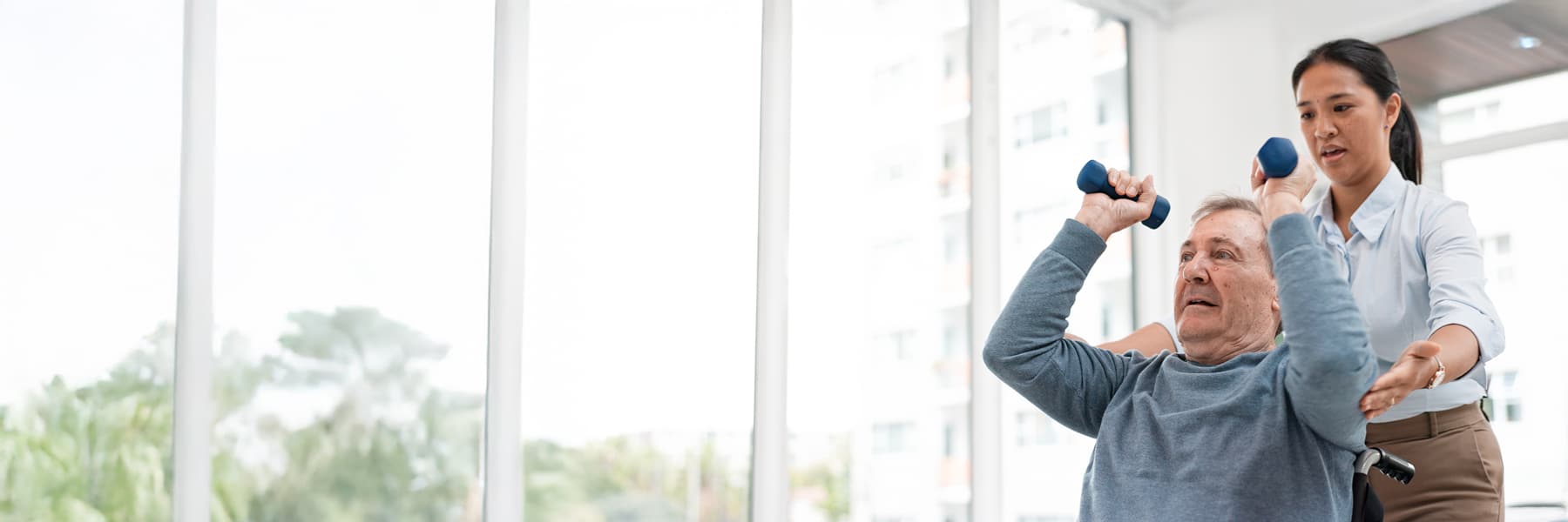 Centennial Post Acute rehabilitation specialist working with resident